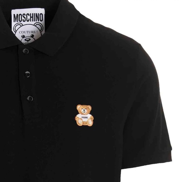 100% authentic Moschino Black Polo Shirt with Bear Patch - Picture 1 of 4